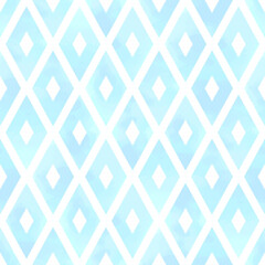 Turquoise Seamless Pattern Vector with Geometric Rhombus Shapes and White Background