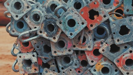 Fototapeta premium Colorful Metal Construction Site Scaffolding Elements