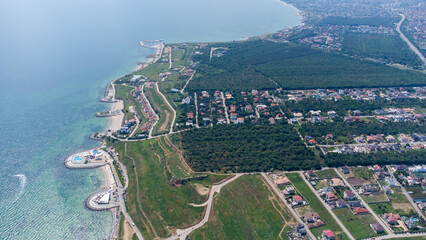 Beautiful coast of the Black Sea. Aerial view. Odessa. Ukraine.