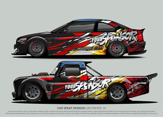 Race car wrap design vector for vehicle vinyl sticker and automotive decal livery
