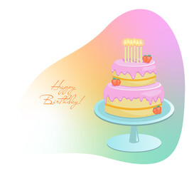 Cake with strawberries and 6 candles