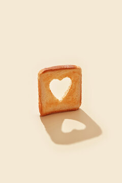 Toast with cut out heart