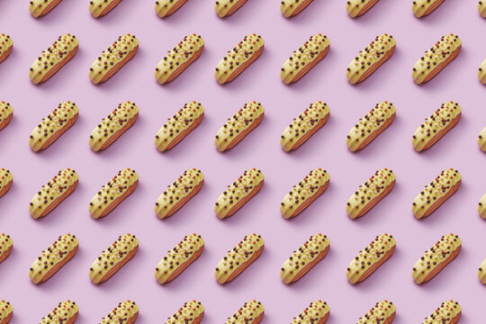 Pattern of yummy sweet eclairs