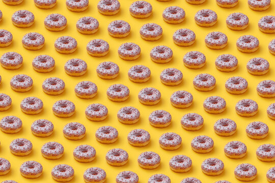 Pattern of yummy donuts with sprinkles