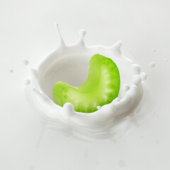 Celery falls into milk, yoghurt, sour cream, Splash