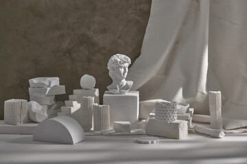 Stylish gypsum statue of David bust