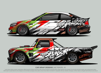 Race car wrap design vector for vehicle vinyl sticker and automotive decal livery
