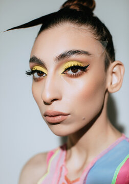 Gorgeous Woman beauty portrait with bright makeup