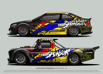 Race car wrap design vector for vehicle vinyl sticker and automotive decal livery
