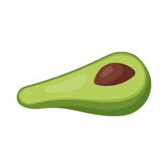 Vector illustration of a cut half of an avocado isolated on white.
