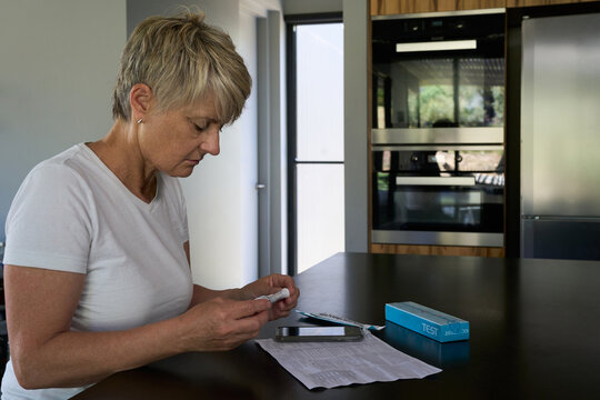 Person taking a home covid-19 test