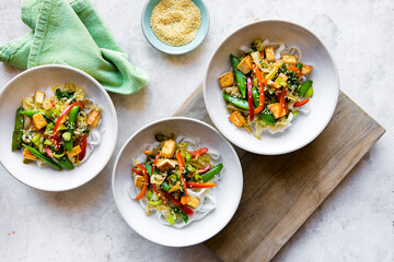 Vegan Stir Fry Meal Noodles Tofu and Vegetables