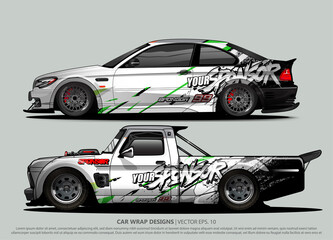 Race car wrap design vector for vehicle vinyl sticker and automotive decal livery
