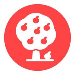 Apple tree isolated vector glyph icon