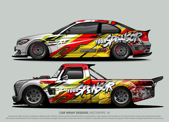 Race car wrap design vector for vehicle vinyl sticker and automotive decal livery
