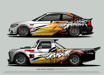 Race car wrap design vector for vehicle vinyl sticker and automotive decal livery
