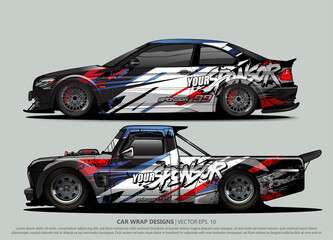 Race car wrap design vector for vehicle vinyl sticker and automotive decal livery
