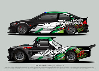 Fototapeta premium Race car wrap design vector for vehicle vinyl sticker and automotive decal livery 