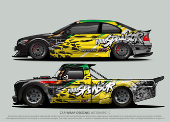 Naklejka premium Race car wrap design vector for vehicle vinyl sticker and automotive decal livery 