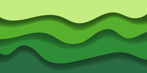 Green wavy background. 3d geometric background. Vector.