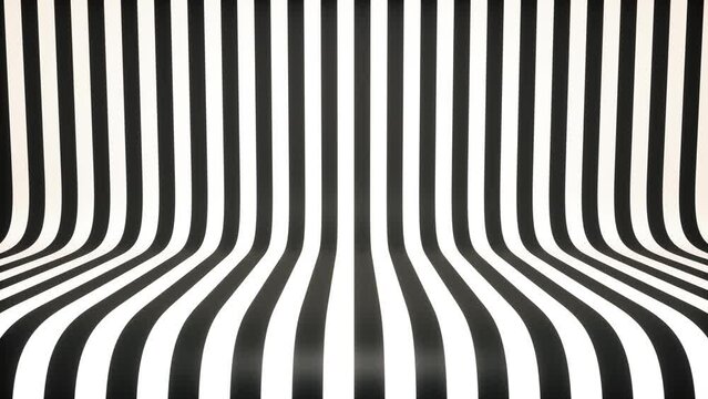 3d Studio background with moving black and white stripes. 4k looping animation.