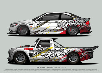 Race car wrap design vector for vehicle vinyl sticker and automotive decal livery
