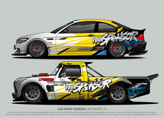 Race car wrap design vector for vehicle vinyl sticker and automotive decal livery
