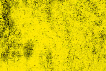 Scattered heavy grunge textured yellow color abandoned concrete wall surface