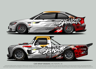 Race car wrap design vector for vehicle vinyl sticker and automotive decal livery
