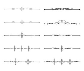 Calligraphy ornament line. Calligraphic text divider, border, separator decor design. Antique vintage victorian elegant decoration element. Filigree frame ornament line. Hand drawn vector illustration