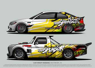 Race car wrap design vector for vehicle vinyl sticker and automotive decal livery
