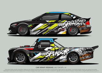 Race car wrap design vector for vehicle vinyl sticker and automotive decal livery
