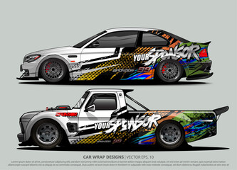 Race car wrap design vector for vehicle vinyl sticker and automotive decal livery
