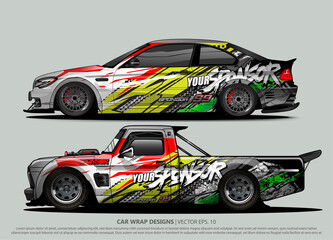 Race car wrap design vector for vehicle vinyl sticker and automotive decal livery
