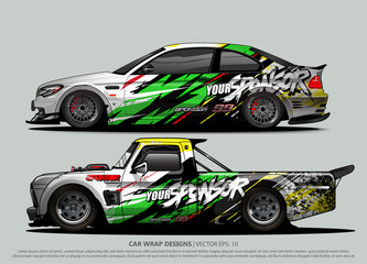 Race car wrap design vector for vehicle vinyl sticker and automotive decal livery
