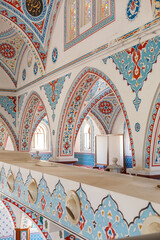 Blue mosque interior inside, wall painting in Turkish mosque