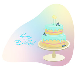 Cake with blueberries and two candles