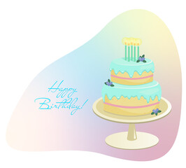 Cake with blueberries and five candles