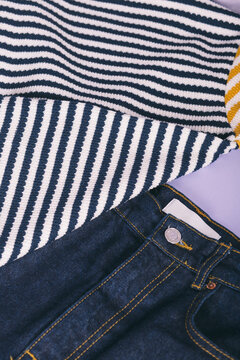 Jeans and sweater close up