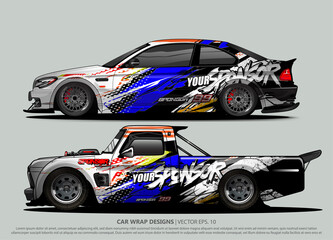 Race car wrap design vector for vehicle vinyl sticker and automotive decal livery
