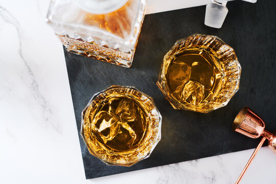 Two Glasses of Whiskey From Above  