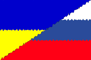 Jerson. Ukraine - Russia. Conflict between Russia and Ucraine war concept. Ukrainian flag and Russia flag background. Horizontal design. Abstract design. Illustration. Jerson. Stop the fire. 36 hours.