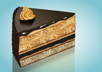  illustration of famous cake piece on blue background, Vector illustration