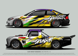 Race car wrap design vector for vehicle vinyl sticker and automotive decal livery
