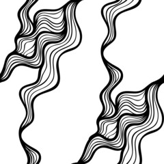 Abstract black and white seamless pattern with wavy lines