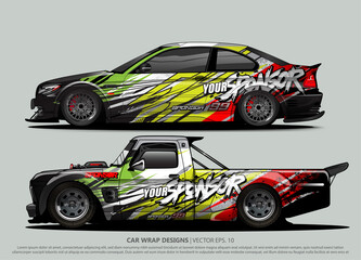 Race car wrap design vector for vehicle vinyl sticker and automotive decal livery
