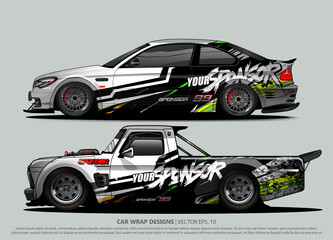 Race car wrap design vector for vehicle vinyl sticker and automotive decal livery
