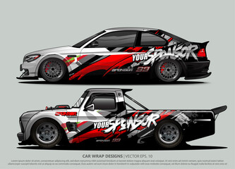 Race car wrap design vector for vehicle vinyl sticker and automotive decal livery
