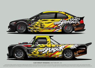 Race car wrap design vector for vehicle vinyl sticker and automotive decal livery
