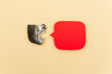 Angry woman with red speech bubble